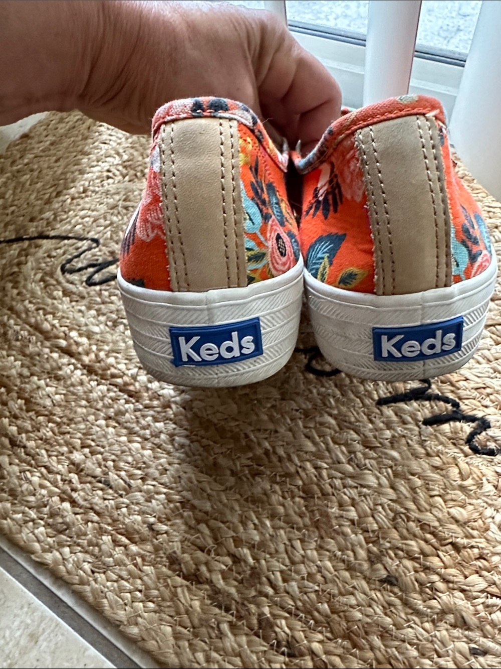 Keds Kids Orange Floral Canvas Slip-Ons